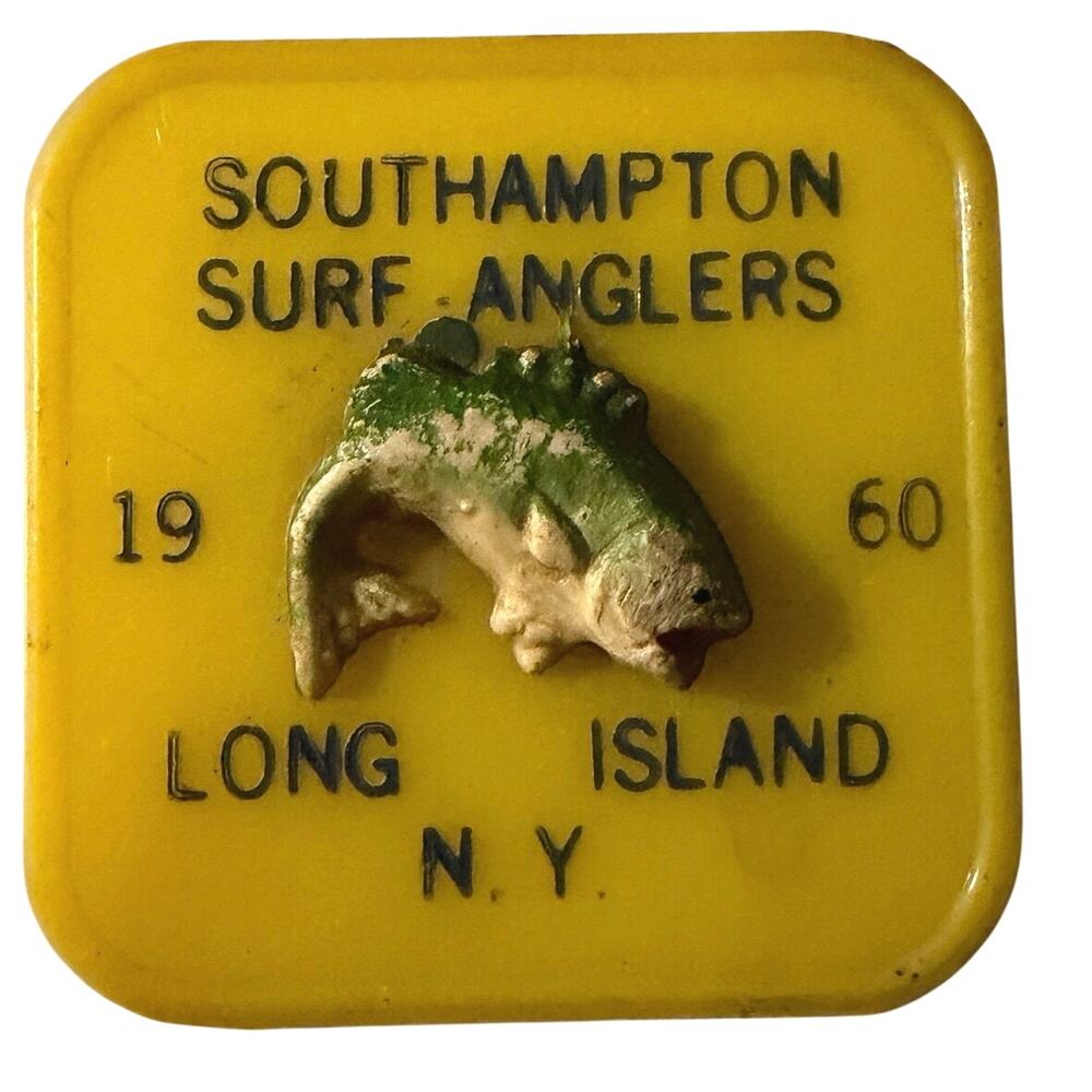 Vintage 1960 Southampton Surf Anglers Long Island NY Fish Brooch Pin